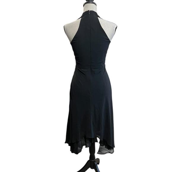 VTG Y2K Donna Morgan Black Beaded Sleeveless Halter Fairy Midi Dress 4/S - Picture 6 of 7